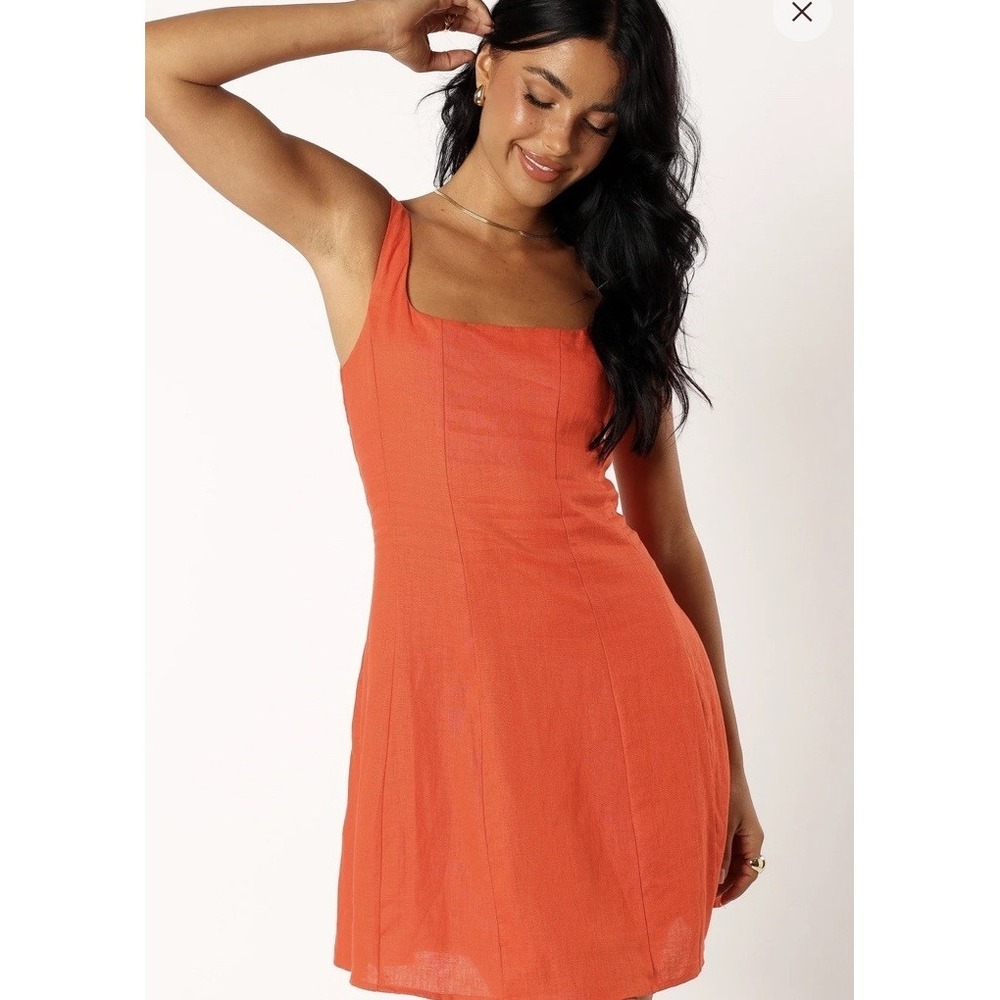 Petal And Pup Dillon Mini Dress Linen Blood Orange Sleeveless Summer NWT Size 6